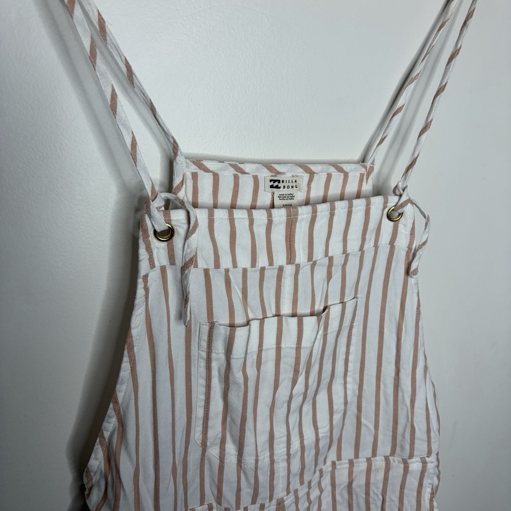 Billabong Wild Pursuit Overalls White Tan Womens Small Coastal Fisherman Beach - Picture 2 of 10